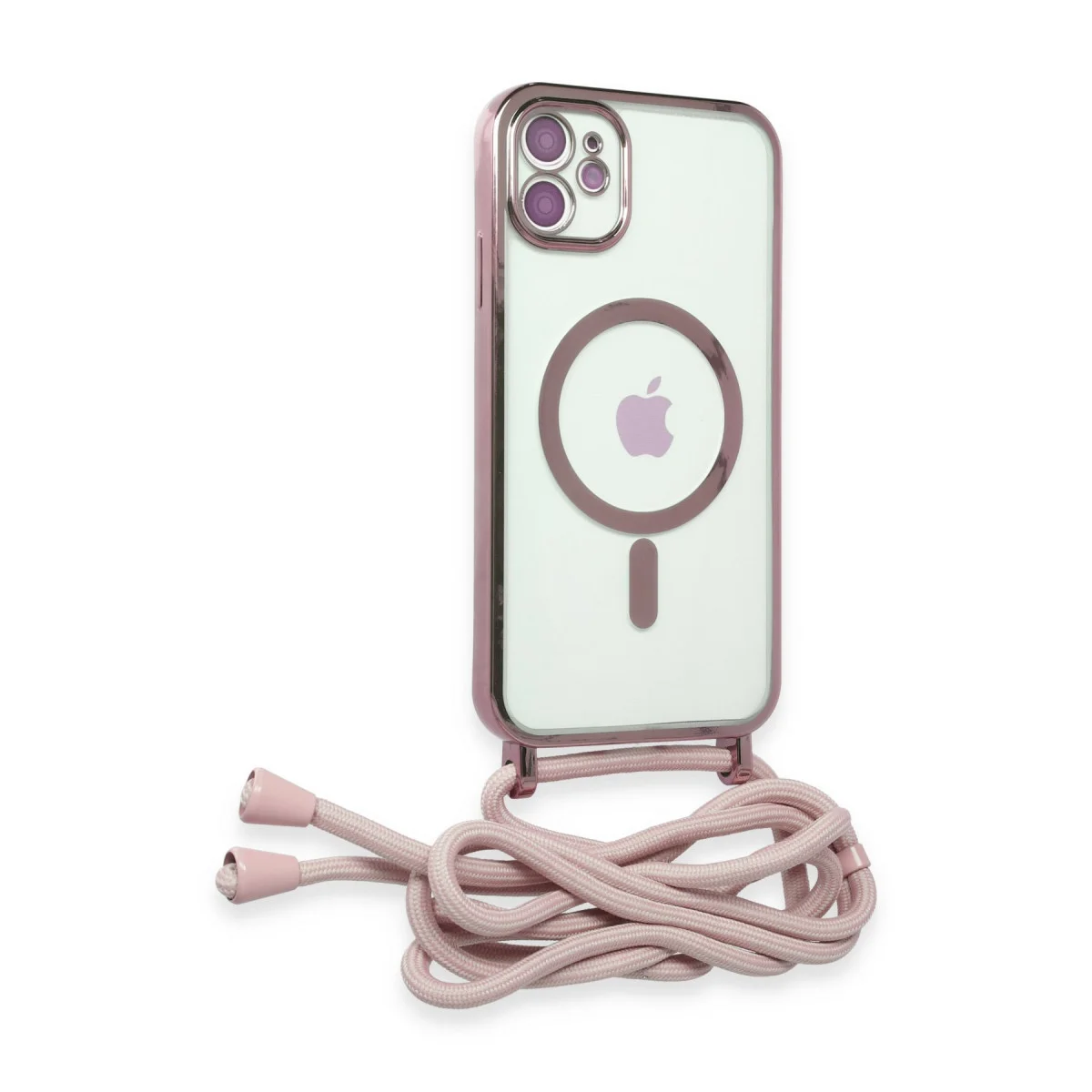 iPhone 11 Kılıf Divo Lazer Askılı Magsafe Kapak - Pembe
