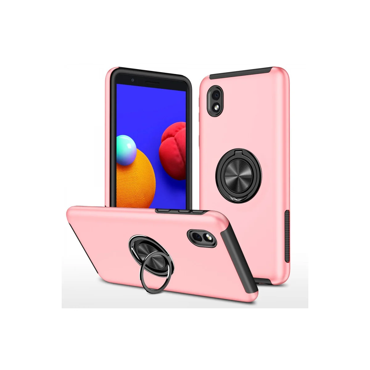 Galaxy A01 Core Kılıf Elit Yüzüklü Kapak - Pembe