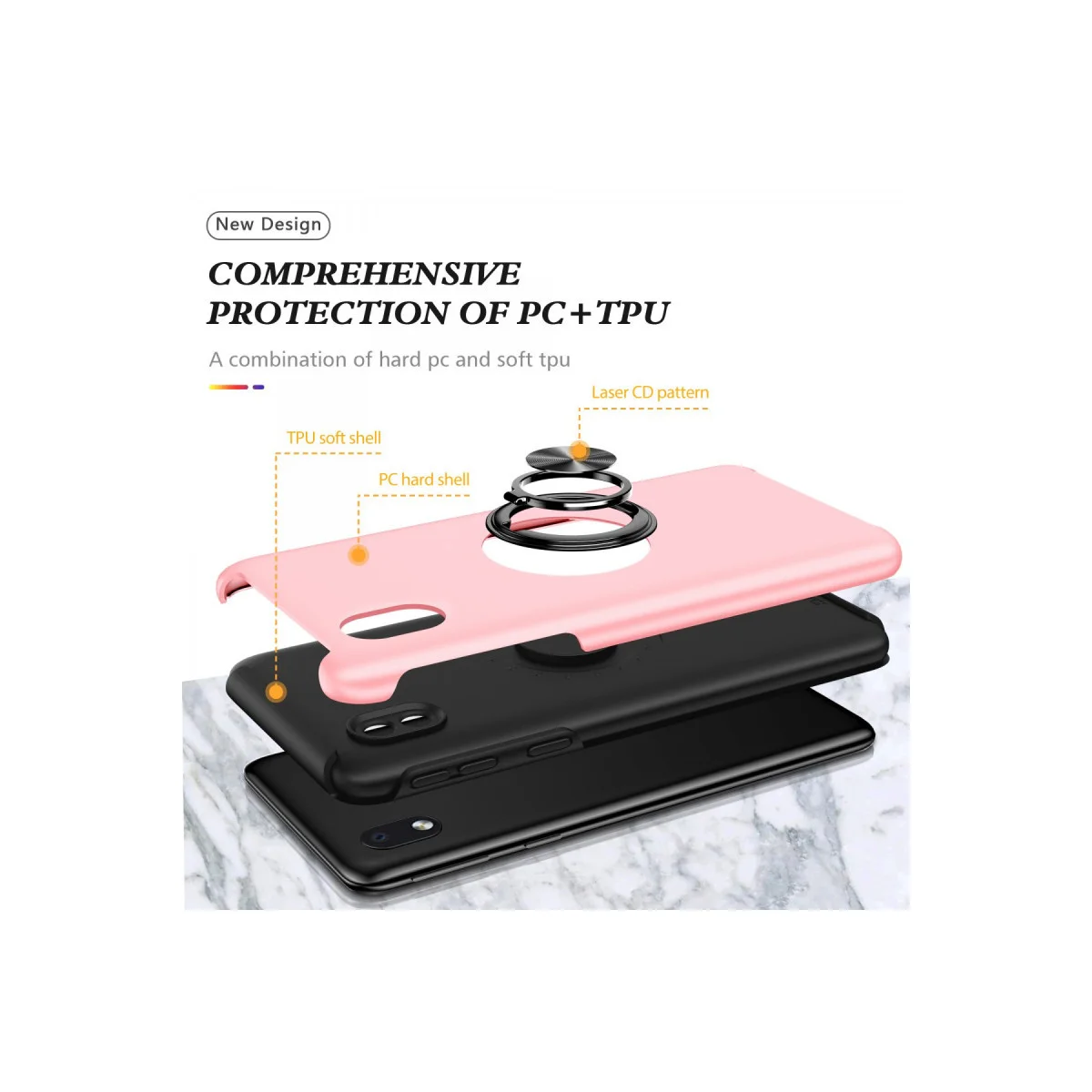 Galaxy A01 Core Kılıf Elit Yüzüklü Kapak - Pembe