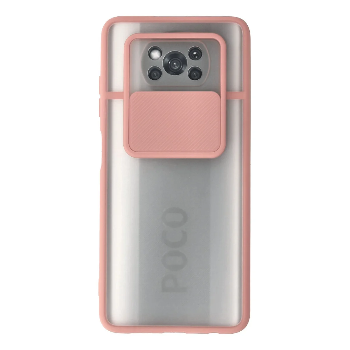 Pocophone X3 Kılıf Palm Buzlu Kamera Sürgülü Silikon - Pembe