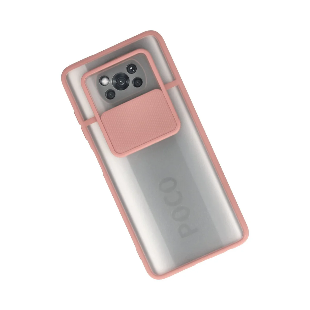 Pocophone X3 Kılıf Palm Buzlu Kamera Sürgülü Silikon - Pembe