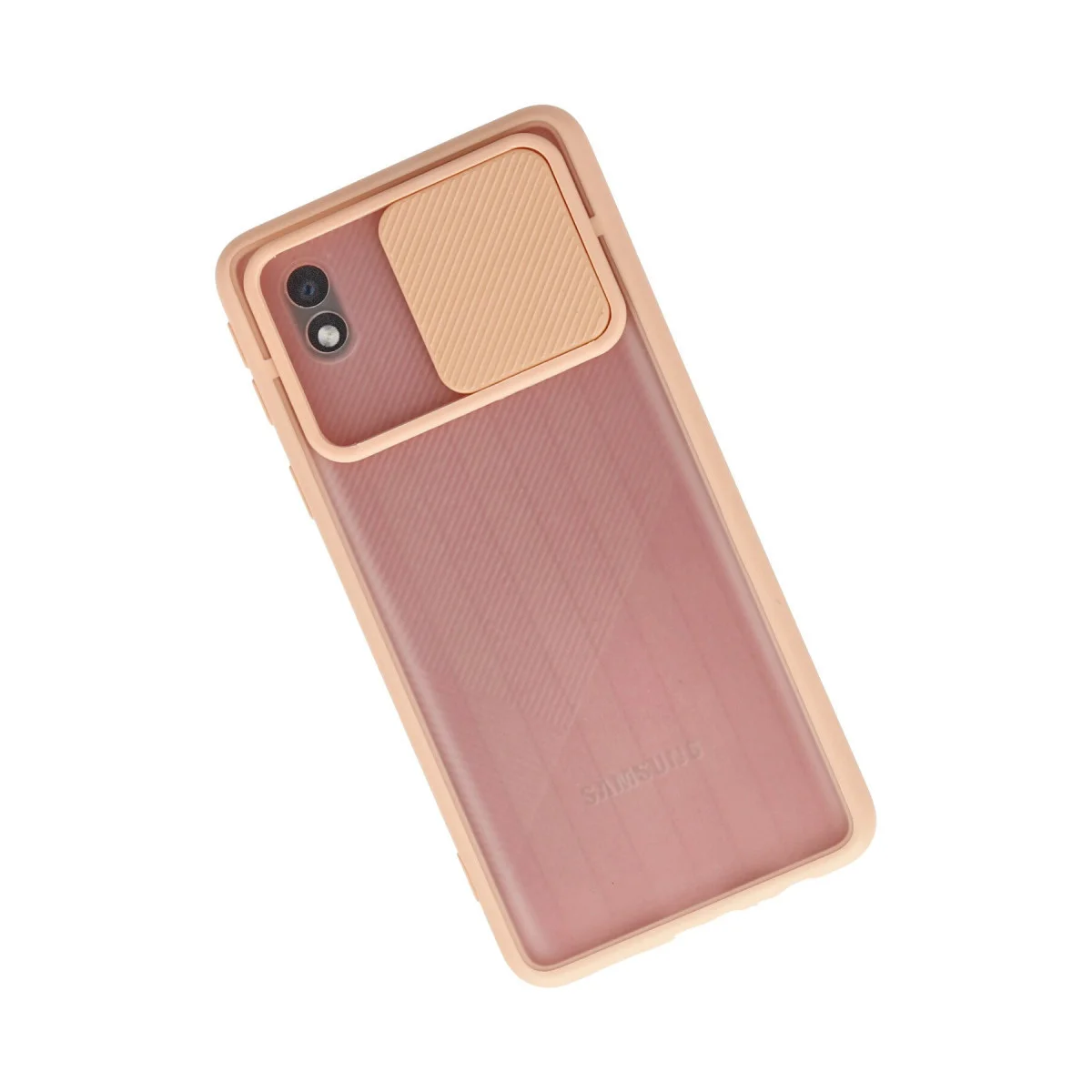 Galaxy A01 Core Kılıf Palm Buzlu Kamera Sürgülü Silikon - Pembe