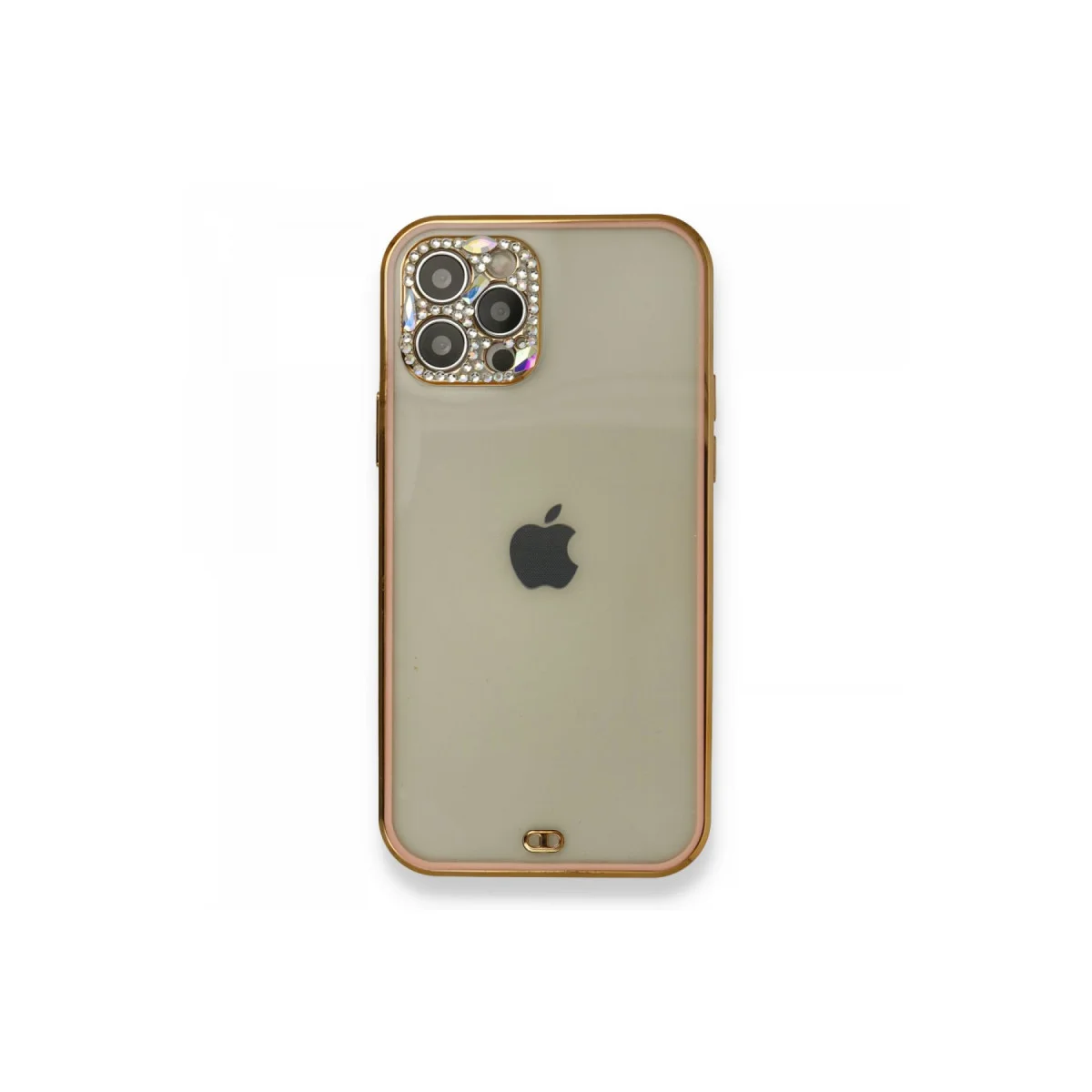 iPhone 12 Pro Kılıf Liva Taşlı Silikon - Pembe