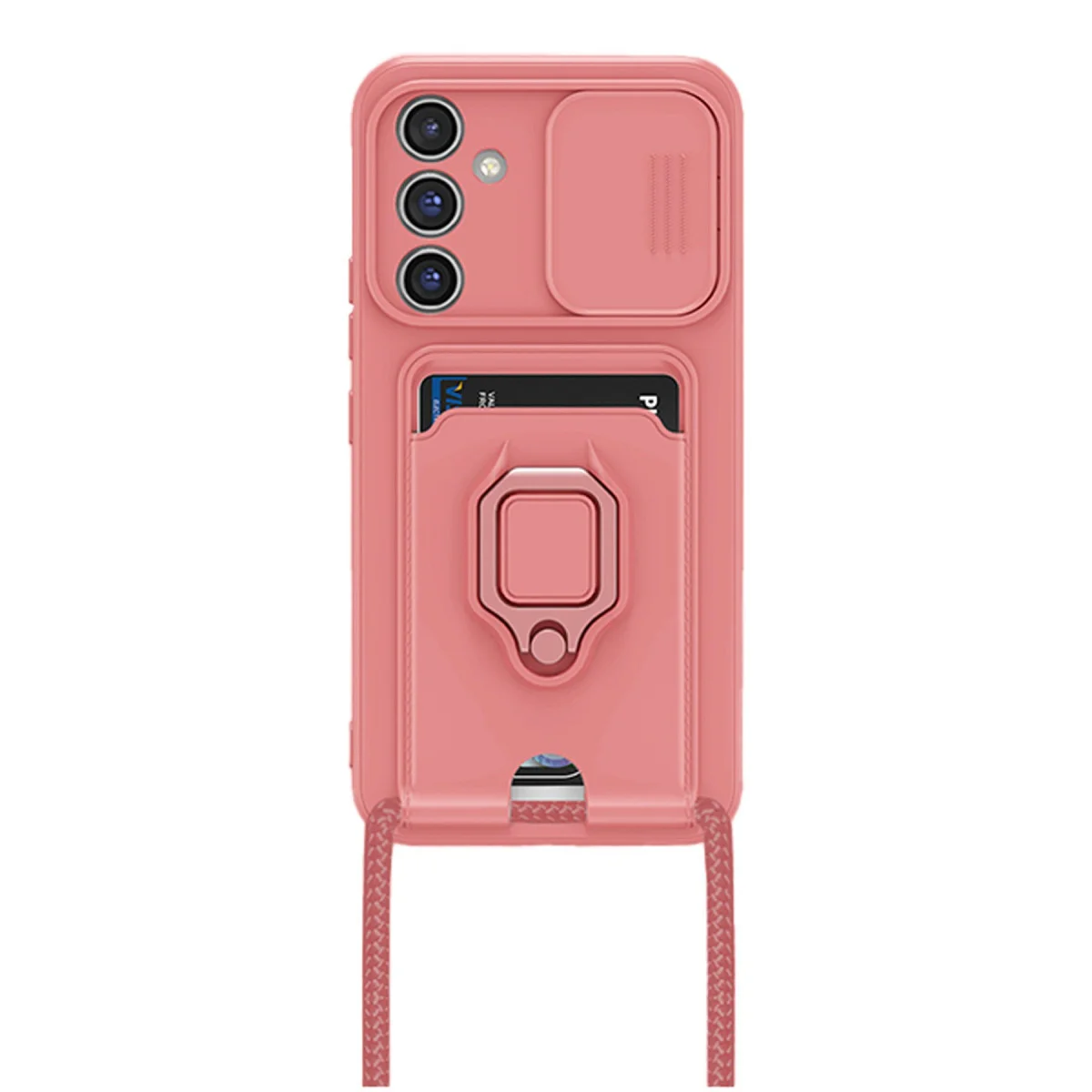 Galaxy A05S Kılıf Zuma Kartvizitli Yüzüklü Silikon - Pembe