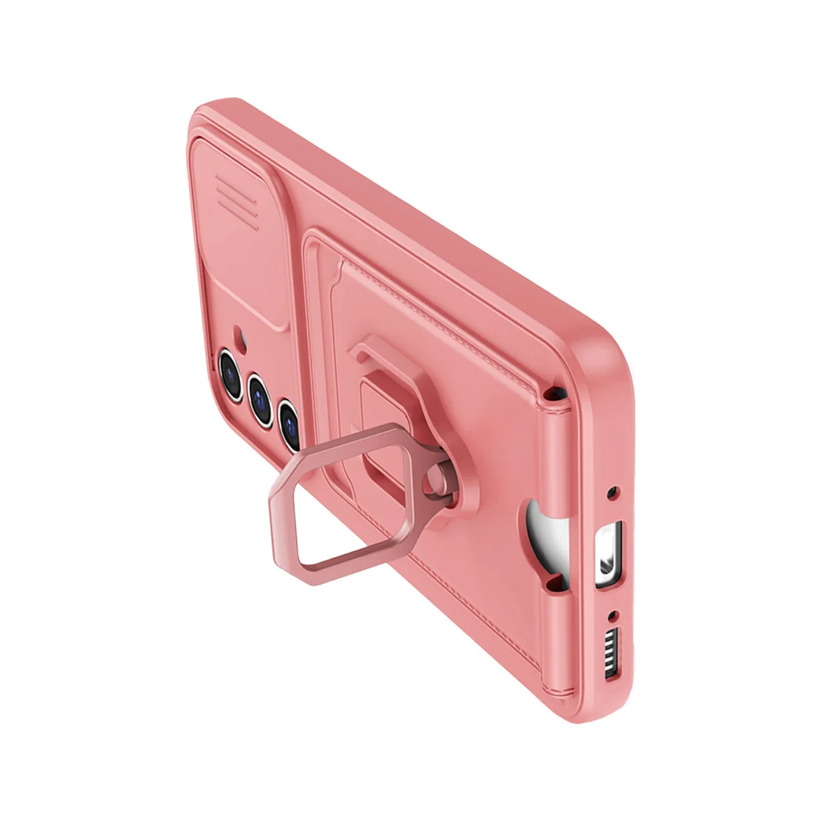 Galaxy A05S Kılıf Zuma Kartvizitli Yüzüklü Silikon - Pembe