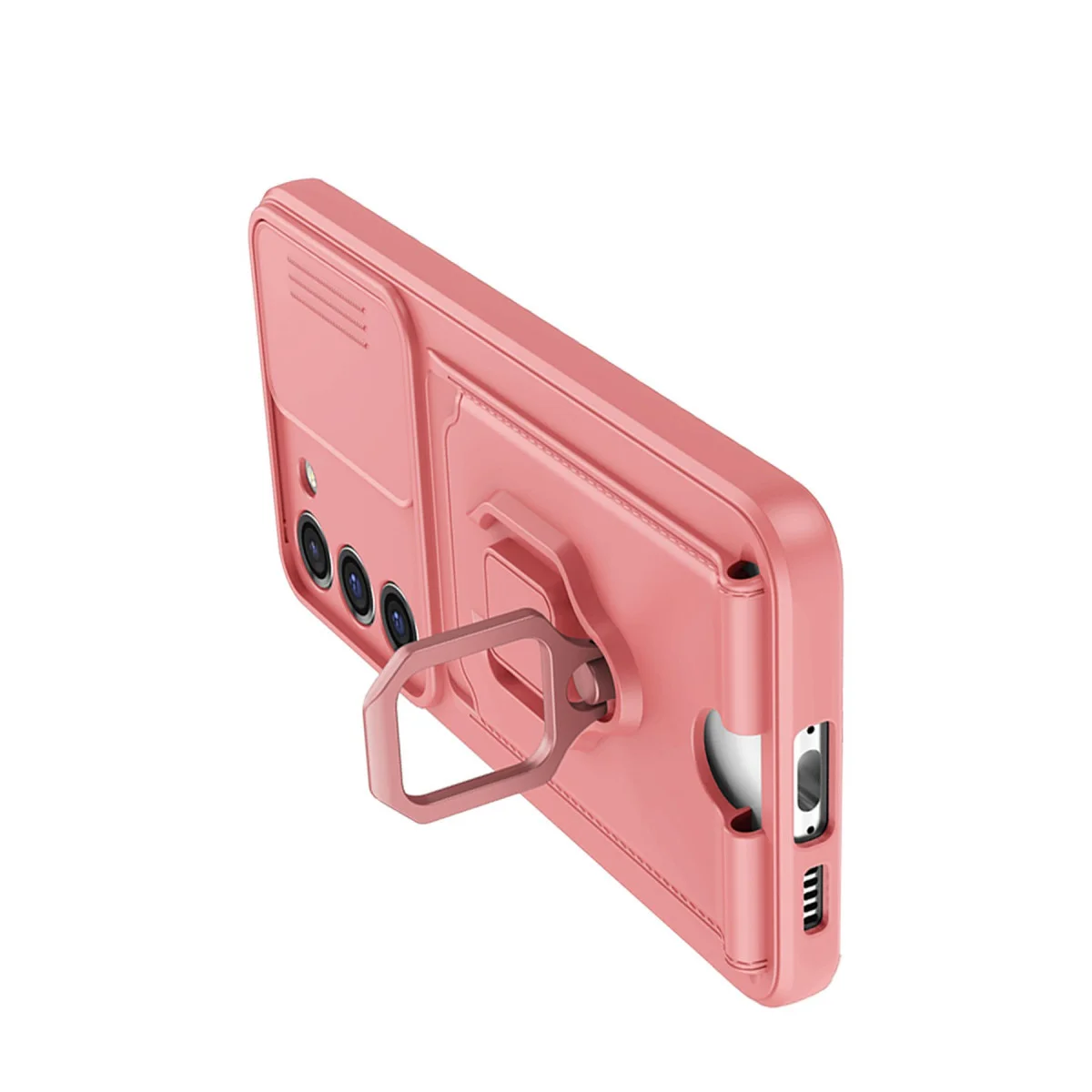 Galaxy S23 Plus Kılıf Zuma Kartvizitli Yüzüklü Silikon - Pembe