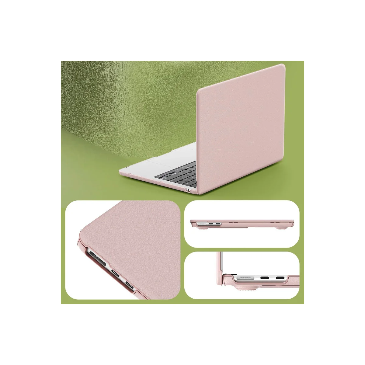 Macbook Air 13.6 Macbook Deri Kapak - Pembe