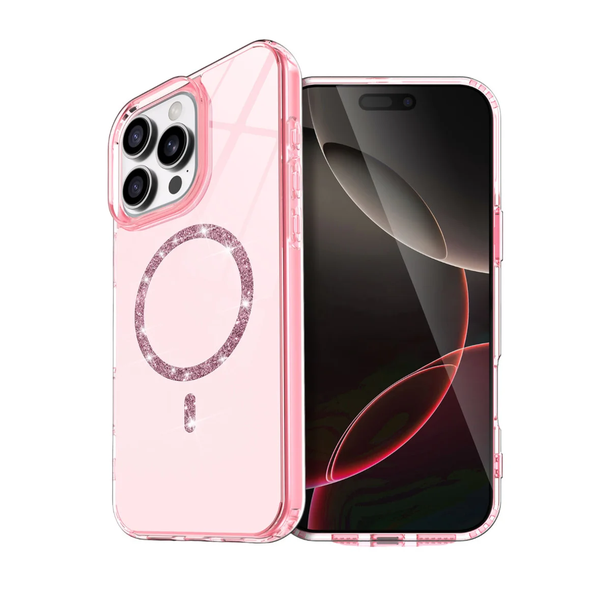 iPhone 14 Pro Max Live Diamond Magsafe Kapak - Pembe