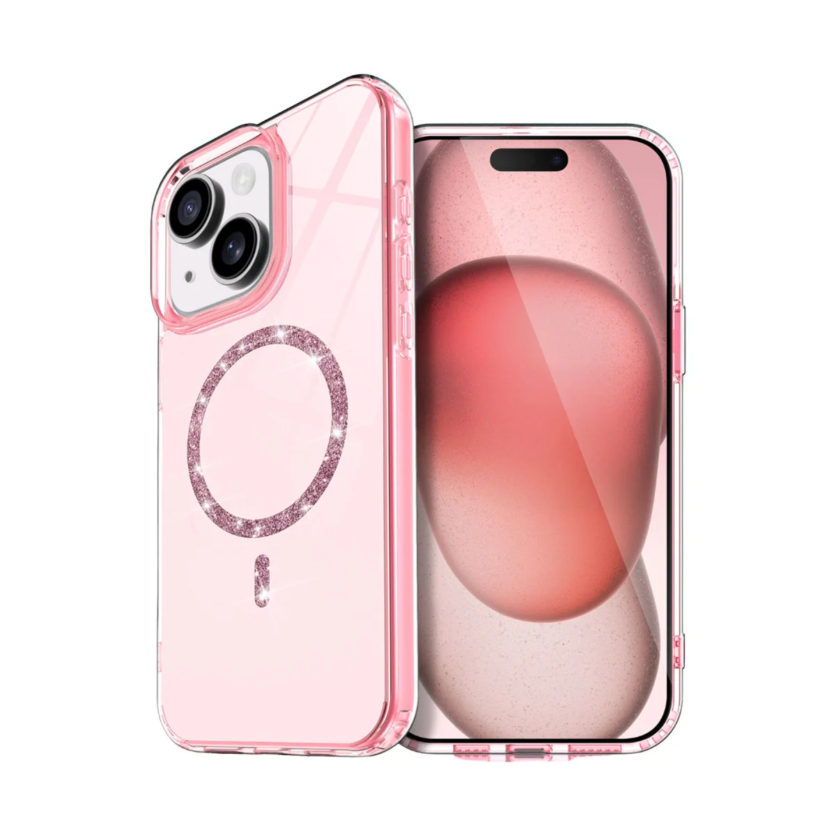 iPhone 15 Plus Live Diamond Magsafe Kapak - Pembe