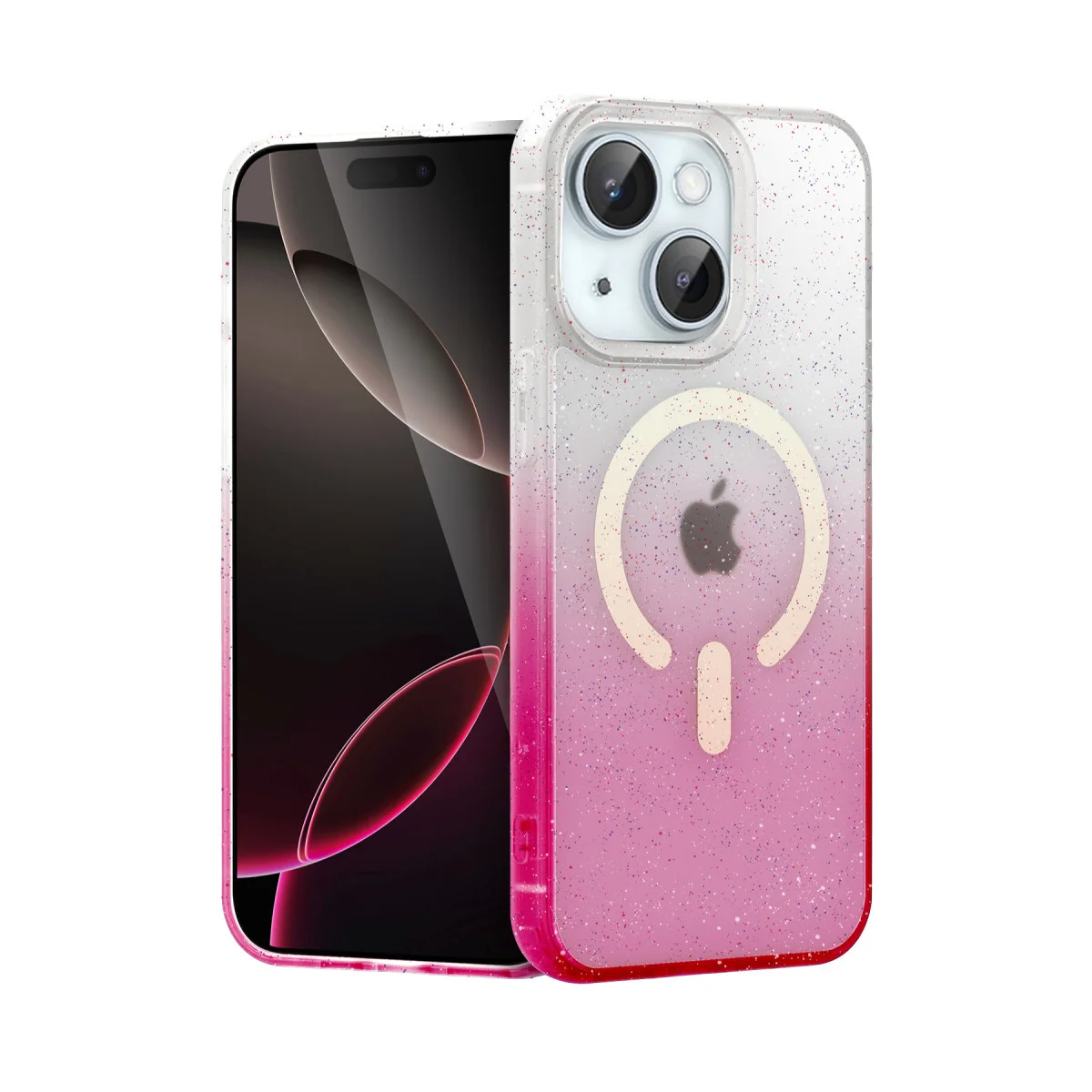iPhone 14 Pummel Shiny Magsafe Kapak - Pembe