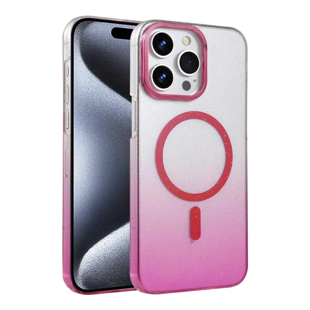 iPhone 15 Pro Max Glossy Magsafe Kapak - Pembe