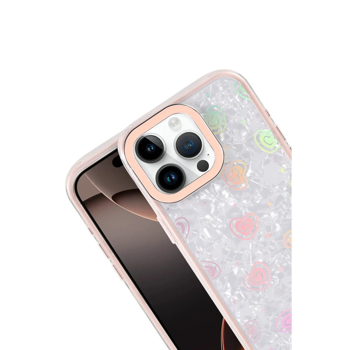 iPhone 14 Pro Max Lumi Desenli Kapak - Pembe