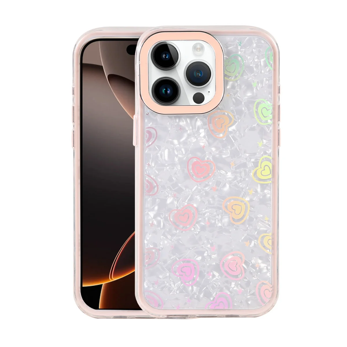 iPhone 15 Pro Lumi Desenli Kapak - Pembe