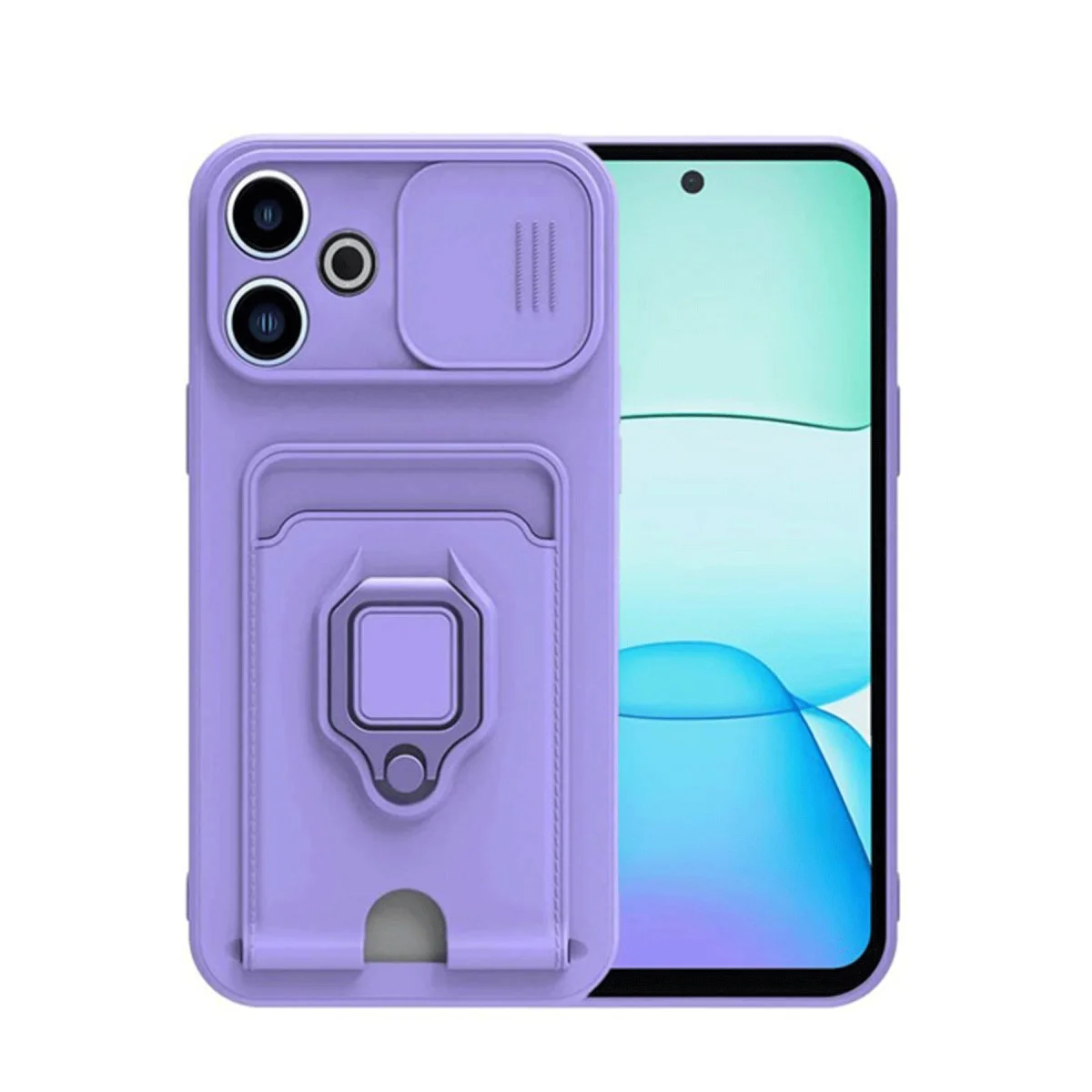 Redmi 13 4G Kılıf Zuma Kartvizitli Yüzüklü Silikon - Lila