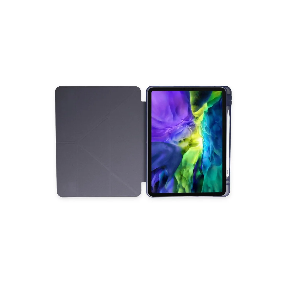 iPad 10.2 (8.nesil) Kılıf Kalemlikli Hugo Tablet Kılıfı - Lila