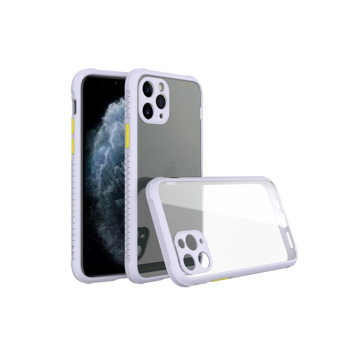 iPhone 11 Pro Max Kılıf Miami Şeffaf Silikon - Lila