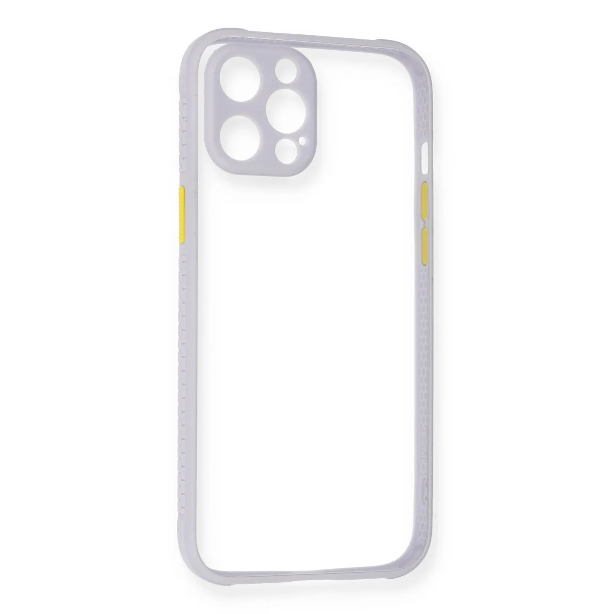 iPhone 12 Pro Max Kılıf Miami Şeffaf Silikon - Lila