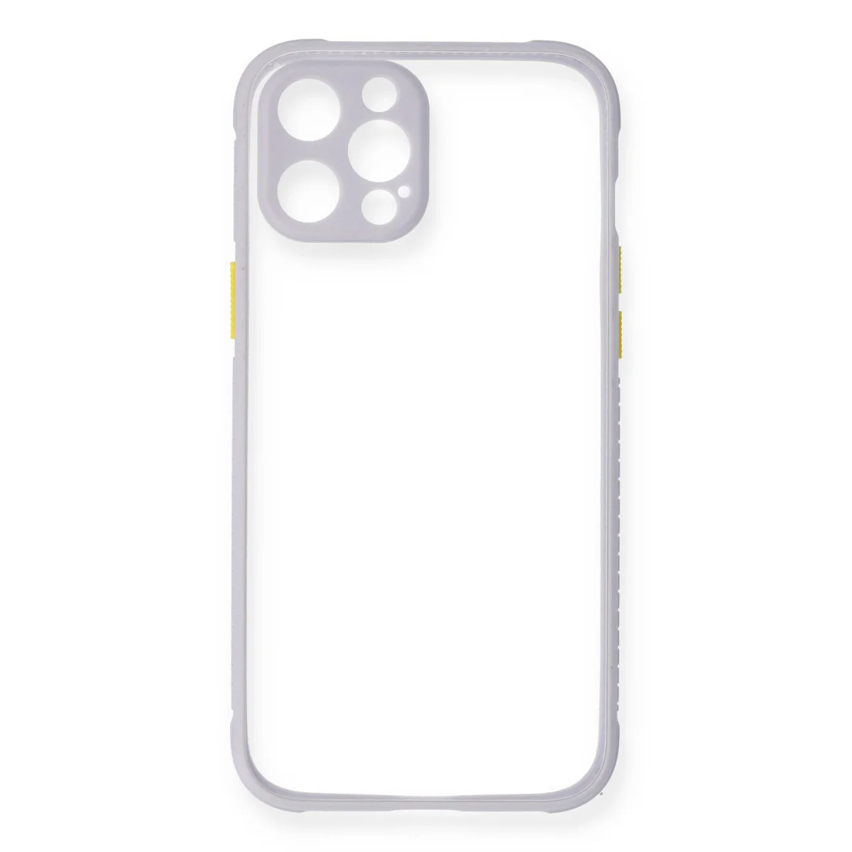 iPhone 12 Pro Max Kılıf Miami Şeffaf Silikon - Lila