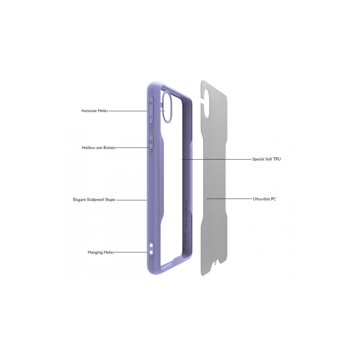 Galaxy A01 Core Kılıf Platin Silikon - Lila