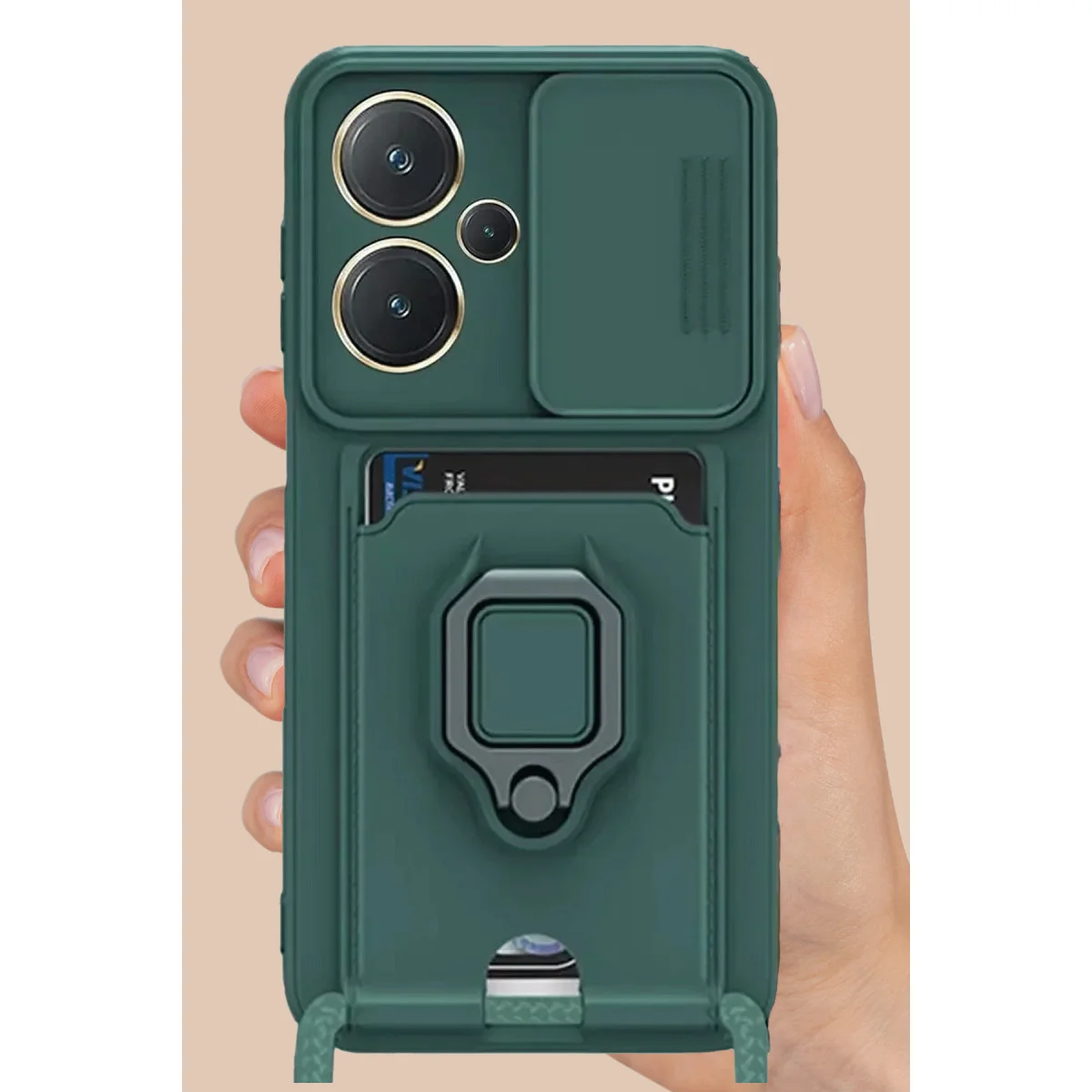 Redmi Note 13 Pro Plus Kılıf Zuma Kartvizitli Yüzüklü Silikon - Lila