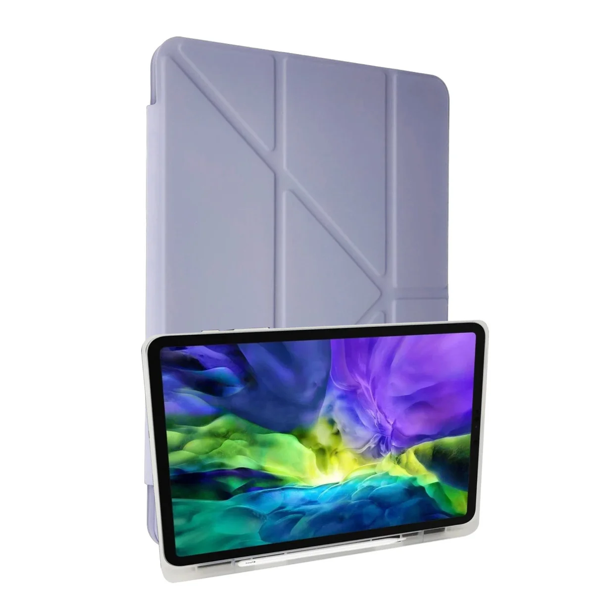 iPad 10.2 (8.nesil) Kılıf Kalemlikli Mars Tablet Kılıfı - Lila