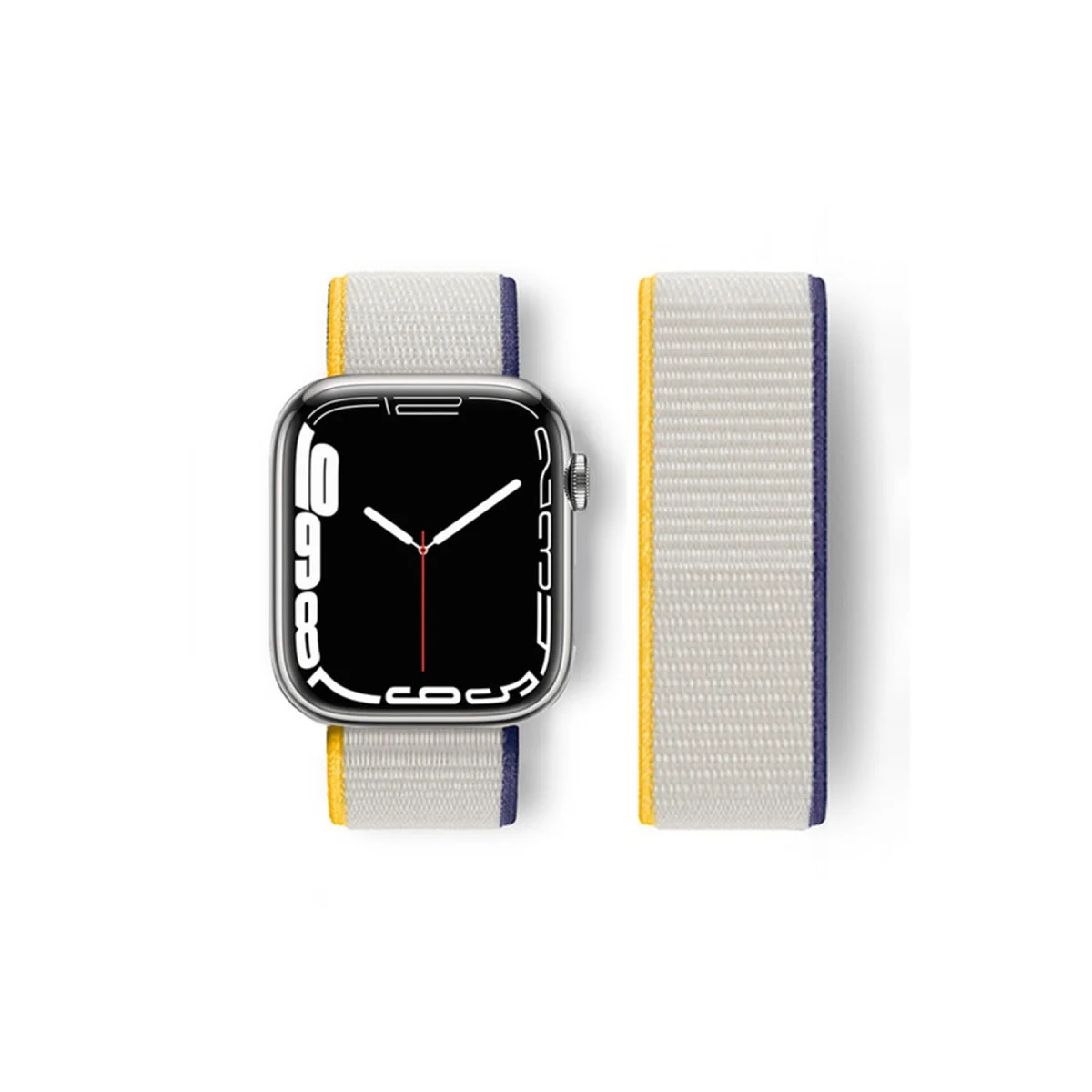 Watch 38mm Hasırlı Cırtcırtlı Kordon - Sarı-Beyaz