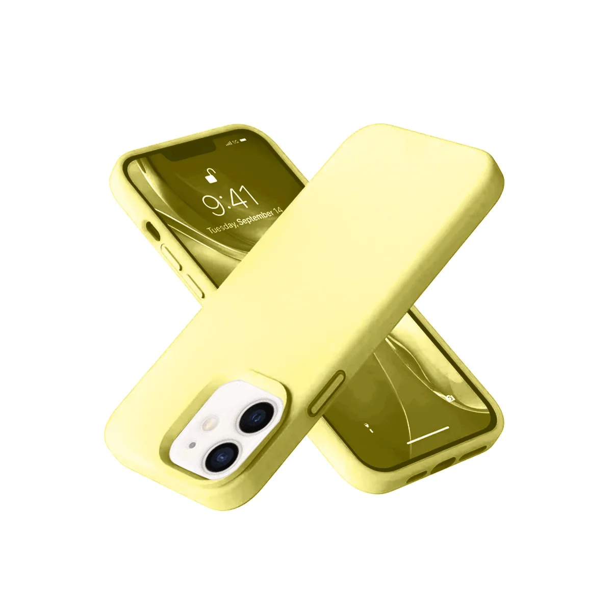 iPhone 12 Kılıf Nano içi Kadife Silikon- Sarı
