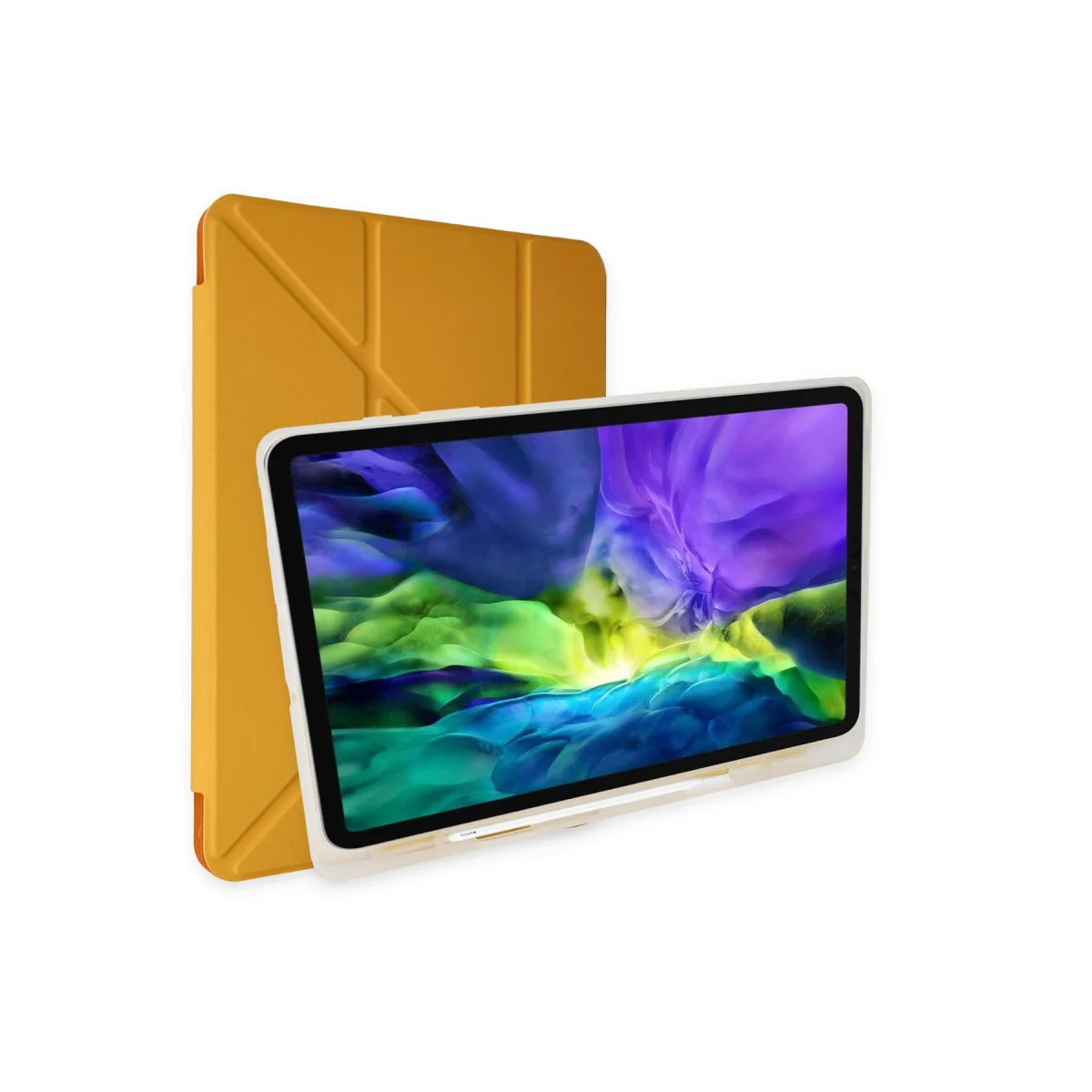 iPad 9.7 (2018) Kılıf Kalemlikli Mars Tablet Kılıfı - Sarı