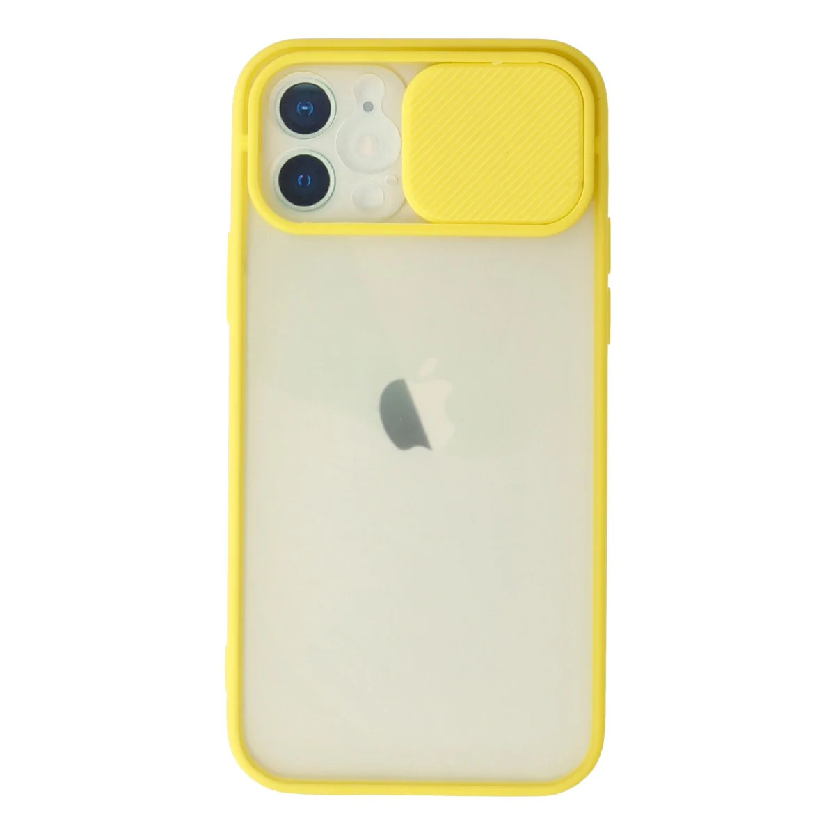iPhone 12 Kılıf Palm Buzlu Kamera Sürgülü Silikon - Sarı