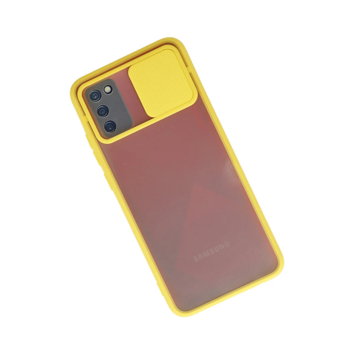 Galaxy A02S Kılıf Palm Buzlu Kamera Sürgülü Silikon - Sarı