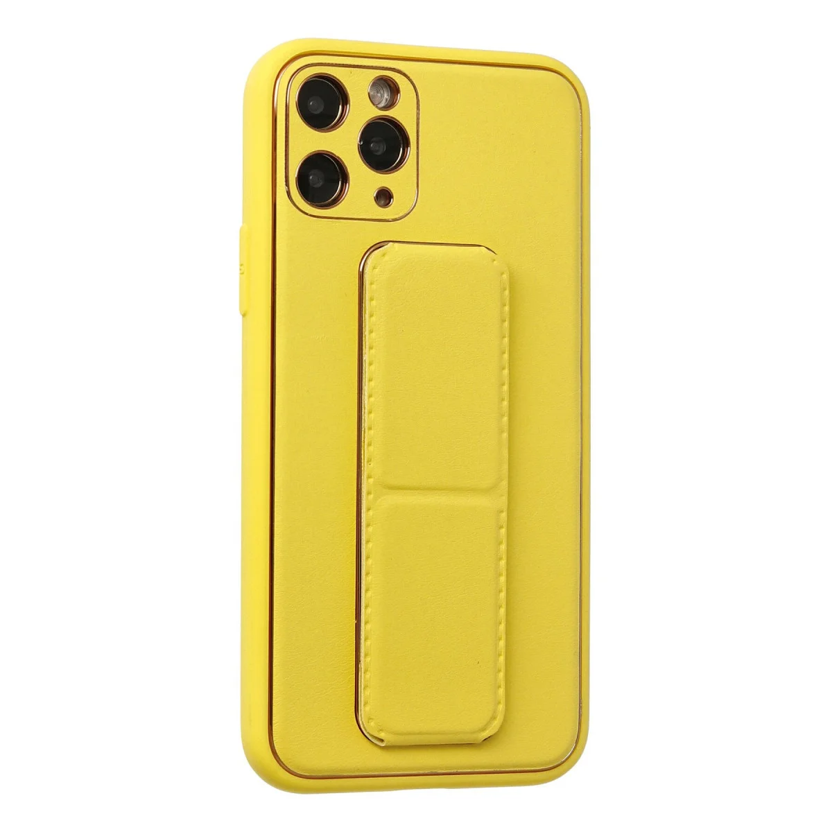 iPhone 11 Pro Kılıf Coco Deri Standlı Kapak - Sarı
