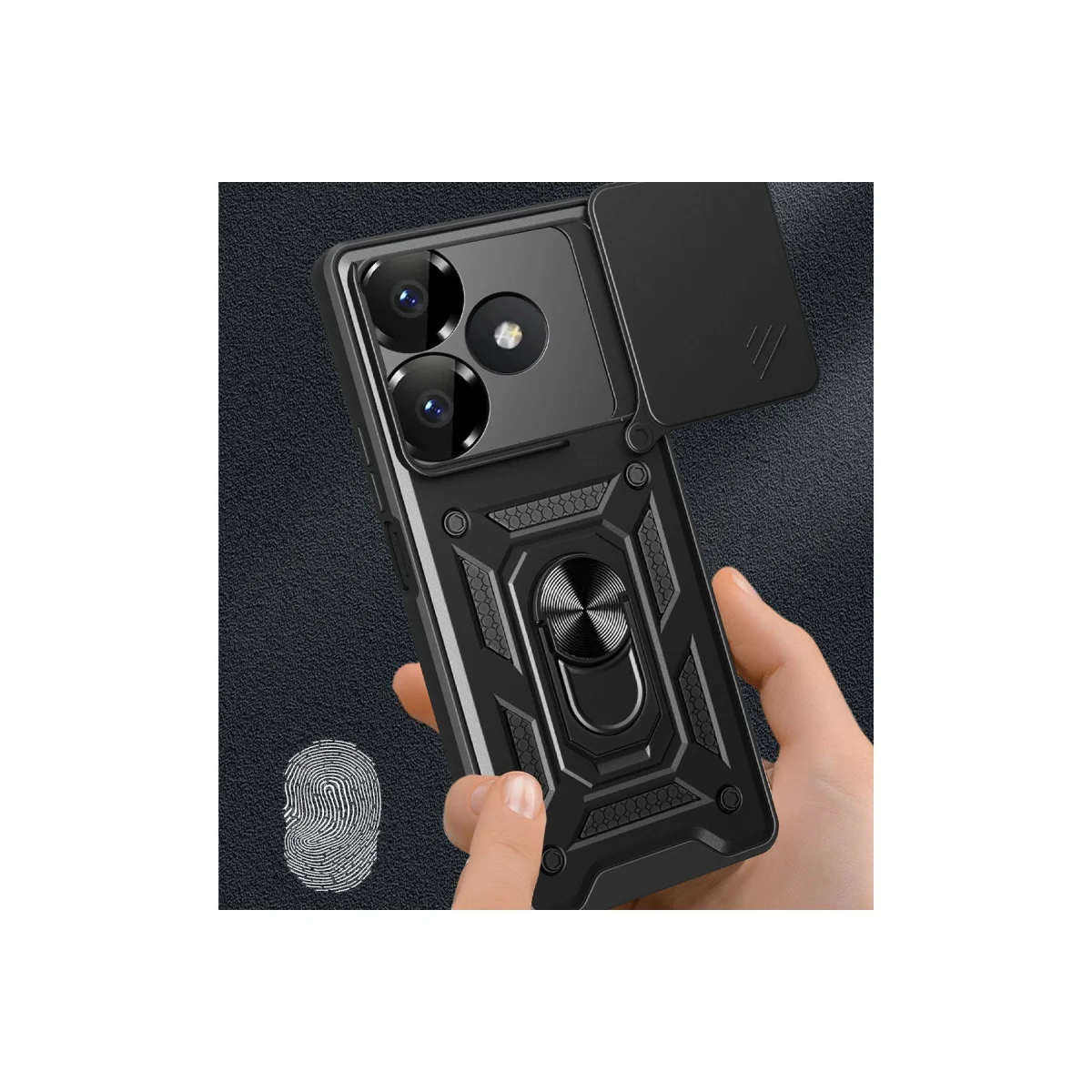 Redmi 13 4G Kılıf Pars Lens Yüzüklü Silikon - Gold