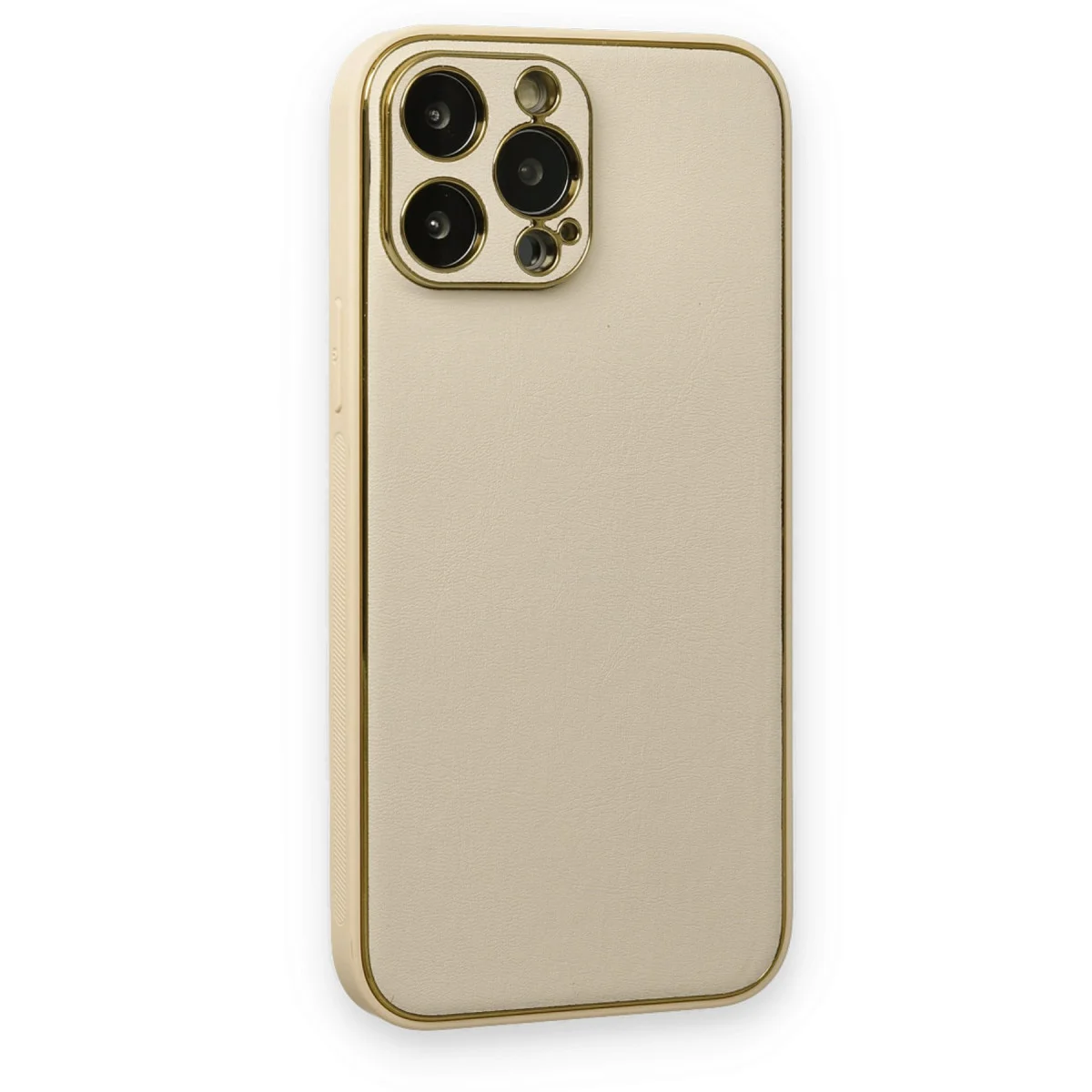 iPhone 13 Pro Kılıf Coco Deri Silikon Kapak - Gold
