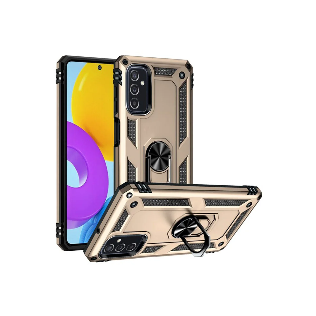 Galaxy M52 5G Kılıf Sofya Yüzüklü Silikon Kapak - Gold