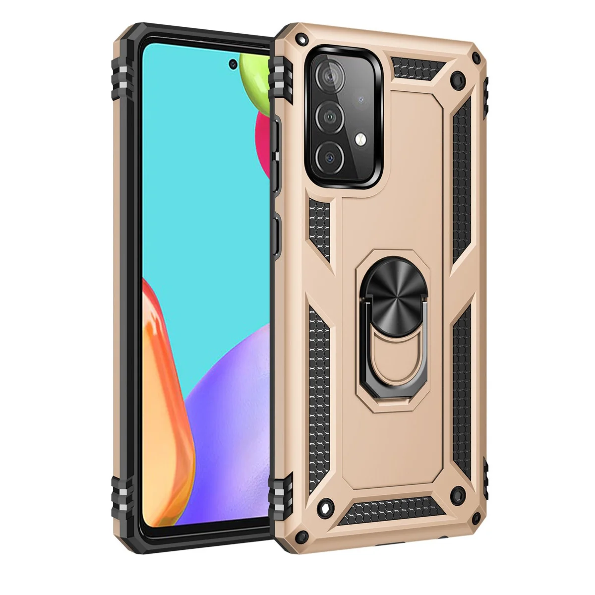 Galaxy A33 5G Kılıf Sofya Yüzüklü Silikon Kapak - Gold