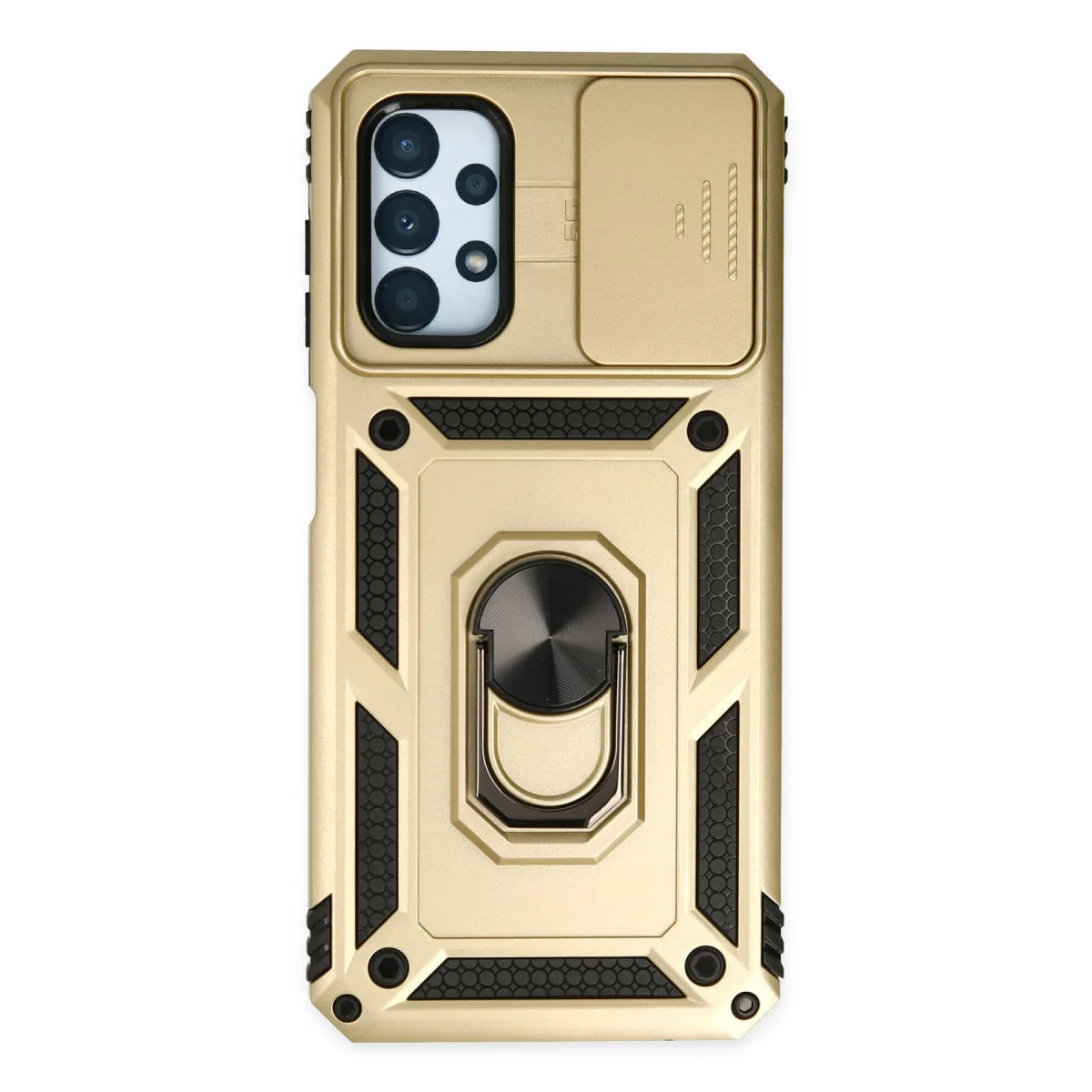 Galaxy A13 4G Kılıf Pars Lens Yüzüklü Silikon - Gold