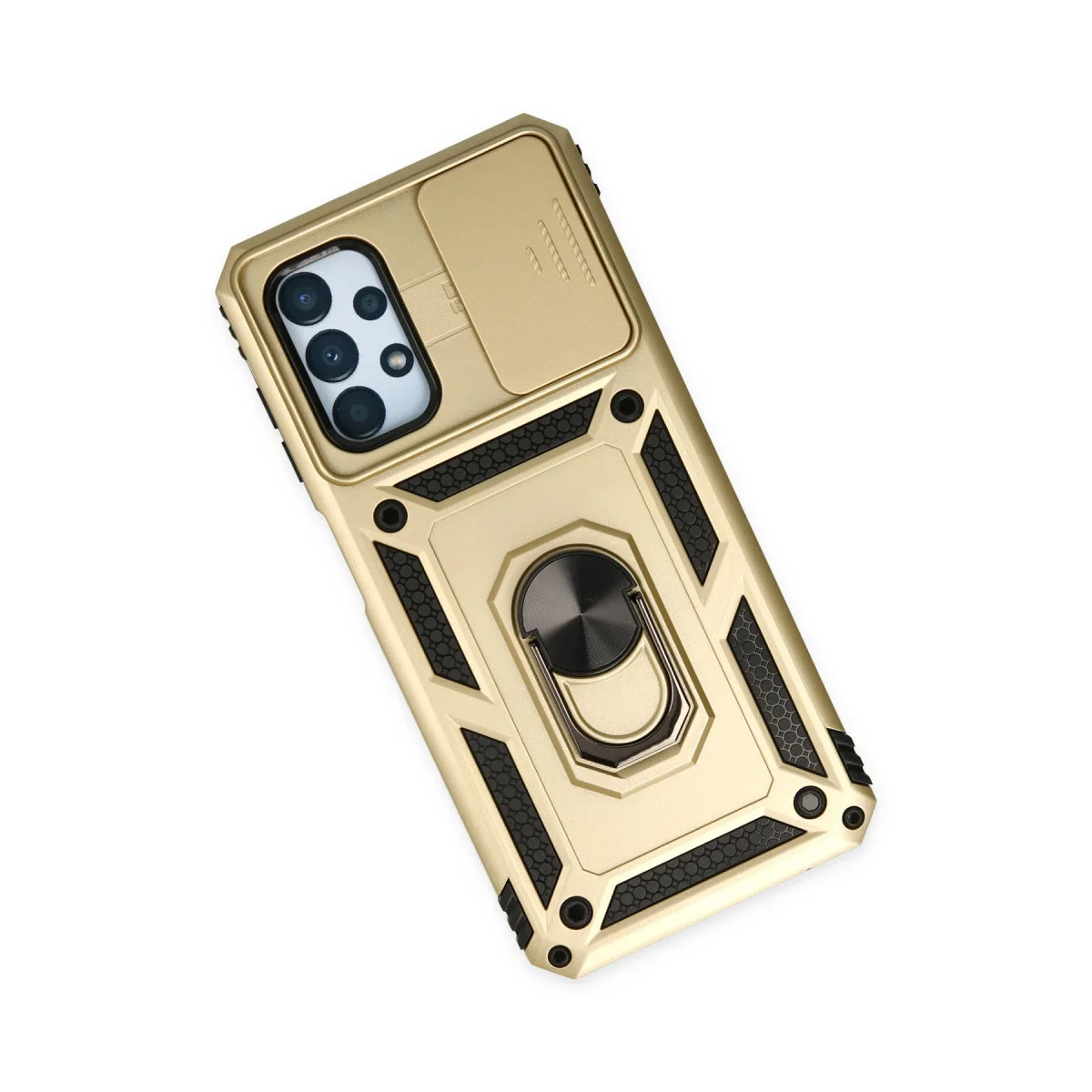 Galaxy A13 4G Kılıf Pars Lens Yüzüklü Silikon - Gold