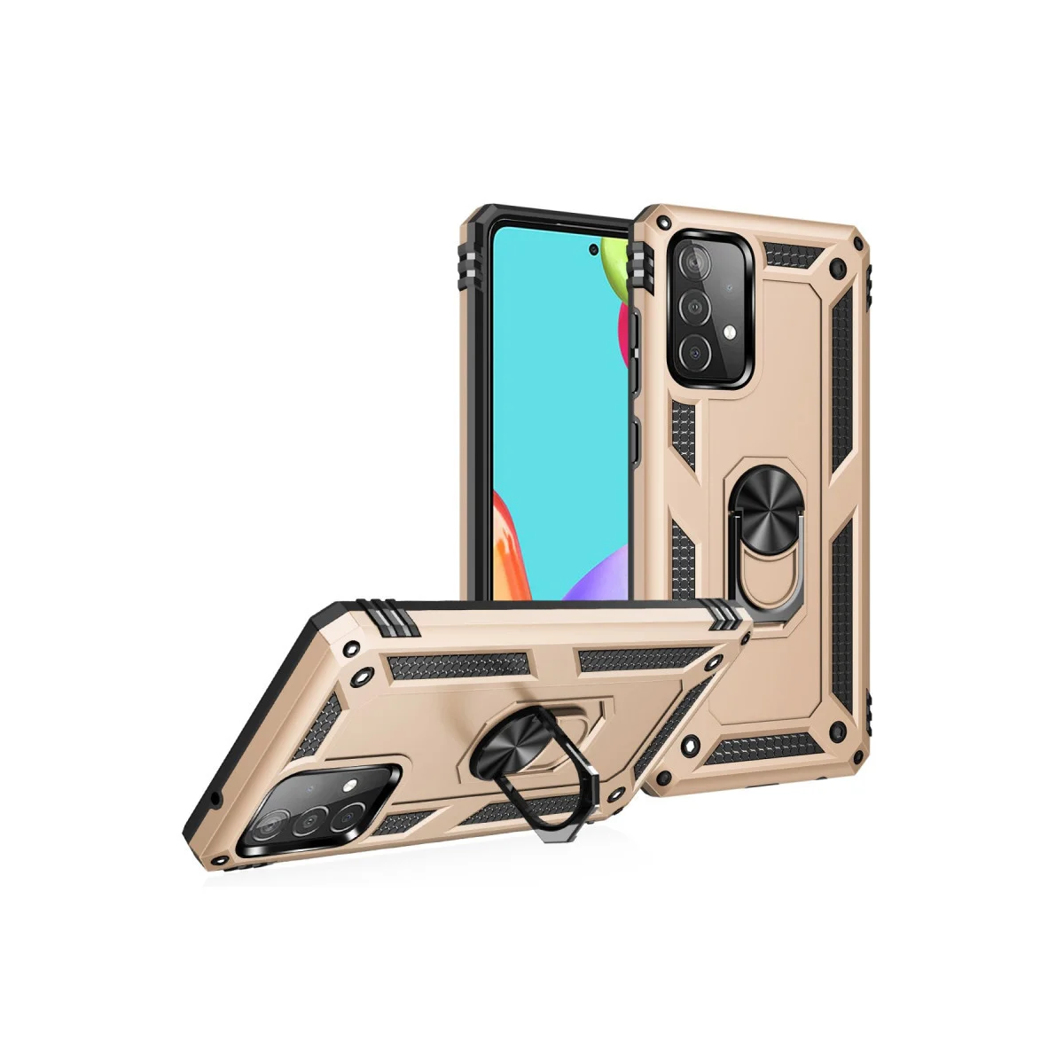 Galaxy A52 Kılıf Sofya Yüzüklü Silikon Kapak - Gold