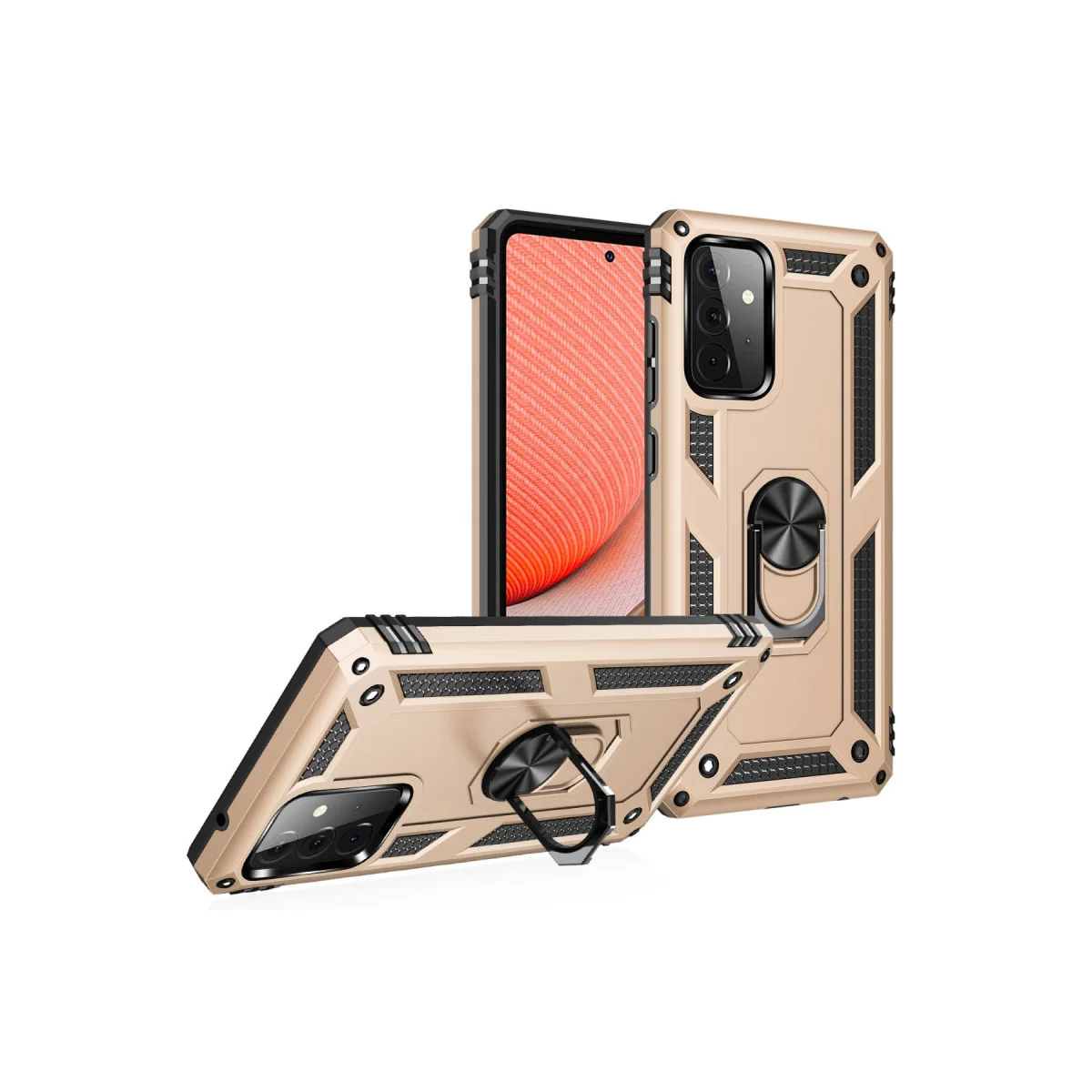 Galaxy A72 Kılıf Sofya Yüzüklü Silikon Kapak - Gold