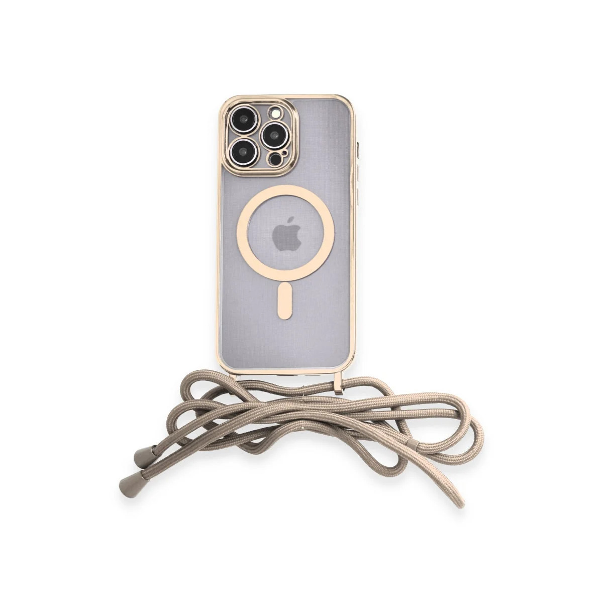 iPhone 12 Pro Max Kılıf Divo Lazer Askılı Magsafe Kapak - Gold