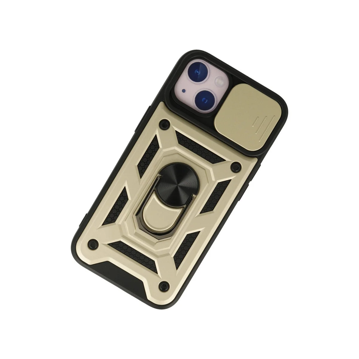 iPhone 15 Kılıf Pars Lens Yüzüklü Silikon - Gold