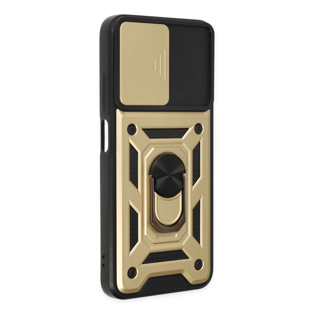 Poco M5 Kılıf Pars Lens Yüzüklü Silikon - Gold