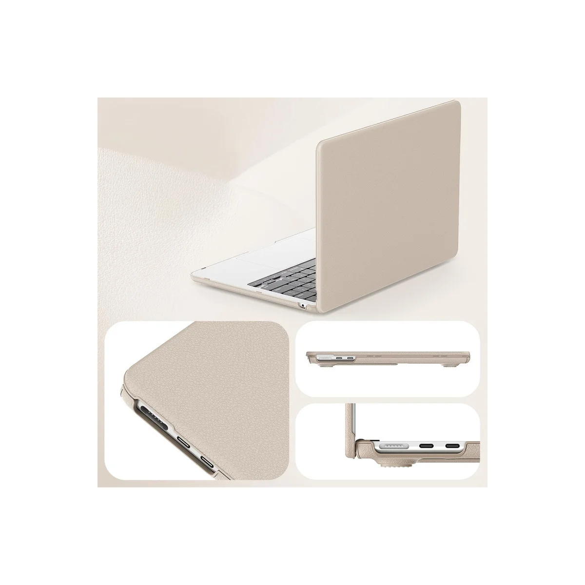Macbook Air 13.6 Macbook Deri Kapak - Gold