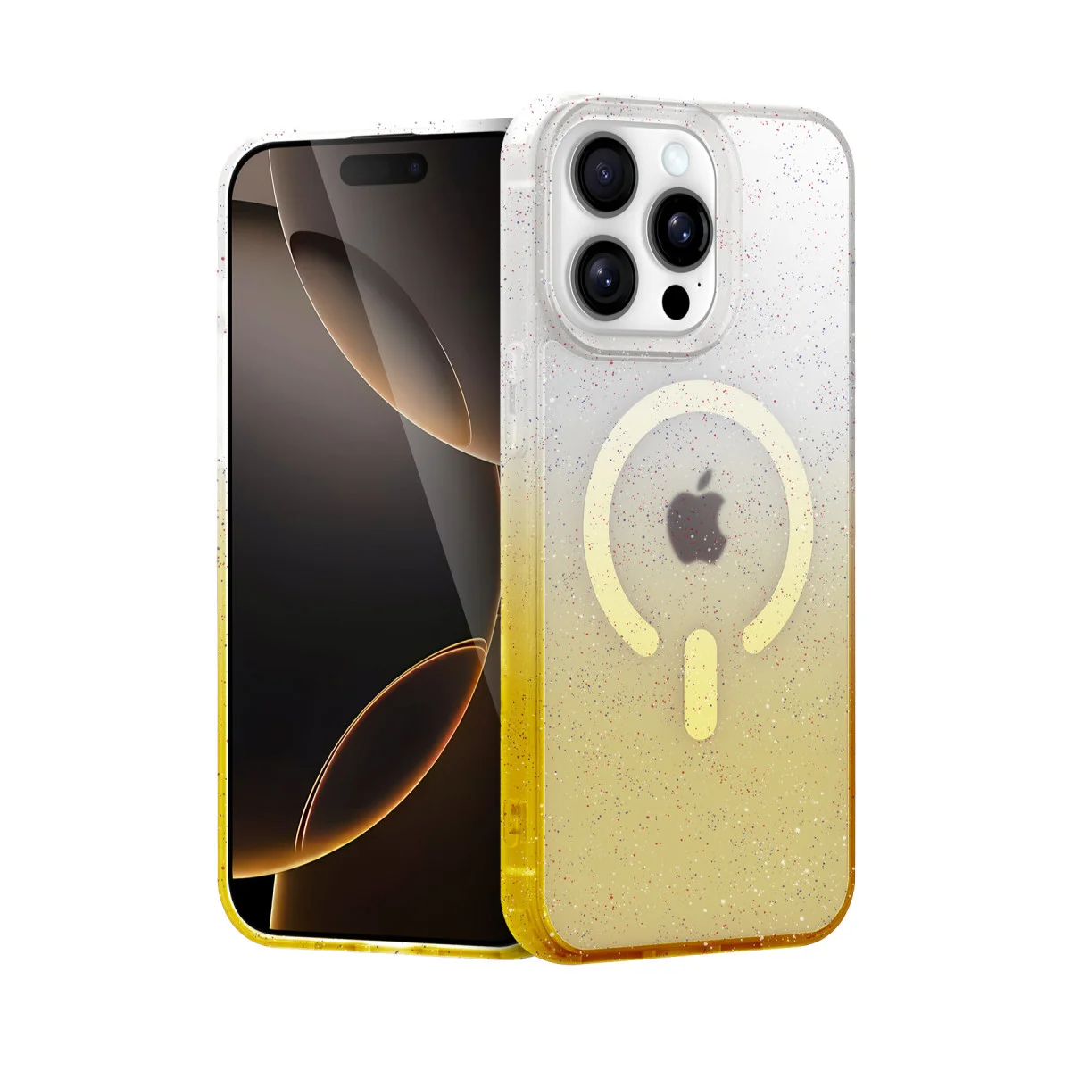 iPhone 14 Pro Max Pummel Shiny Magsafe Kapak - Gold