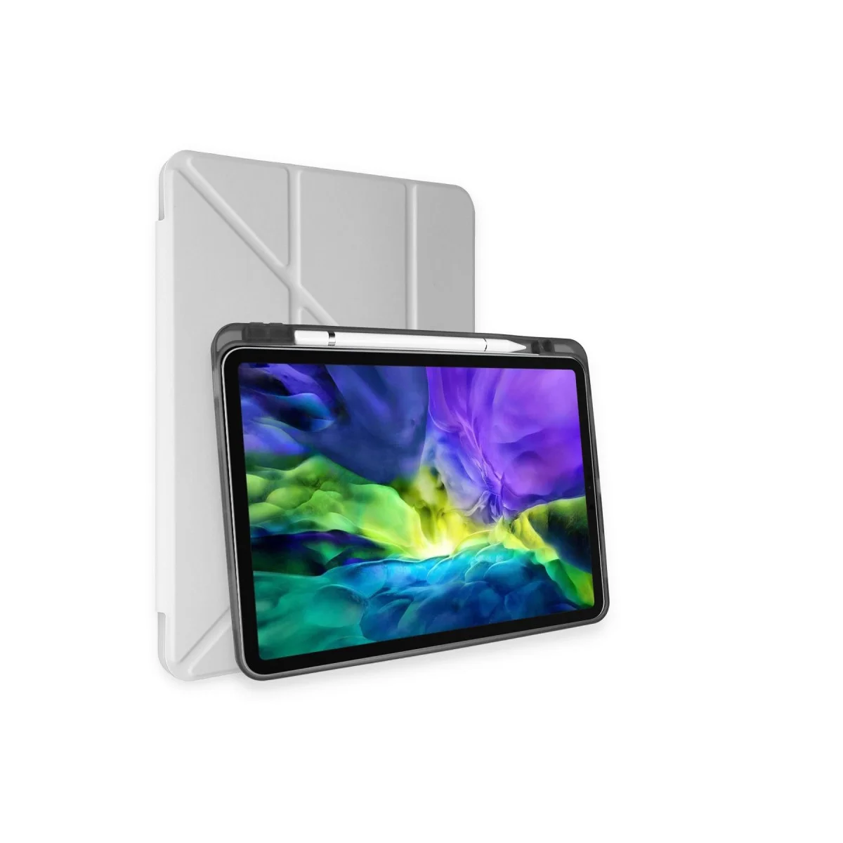 iPad Pro 11 (2024) Kılıf Kalemlikli Mars Tablet Kılıfı - Gri