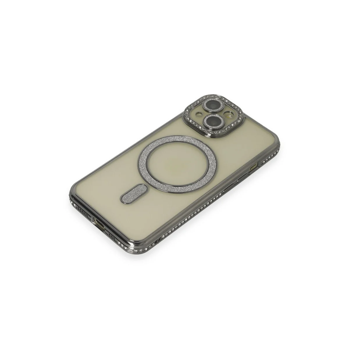 iPhone 15 Kılıf Joke Simli Magneticsafe Kılıf - Gri