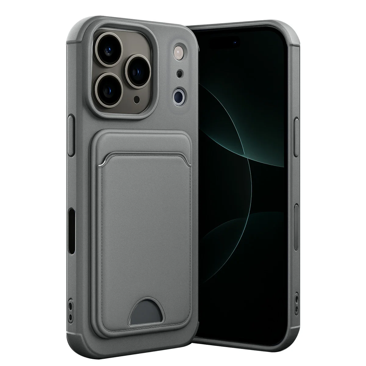 iPhone 17 Pro Kelvin Kartvizitli Silikon - Gri