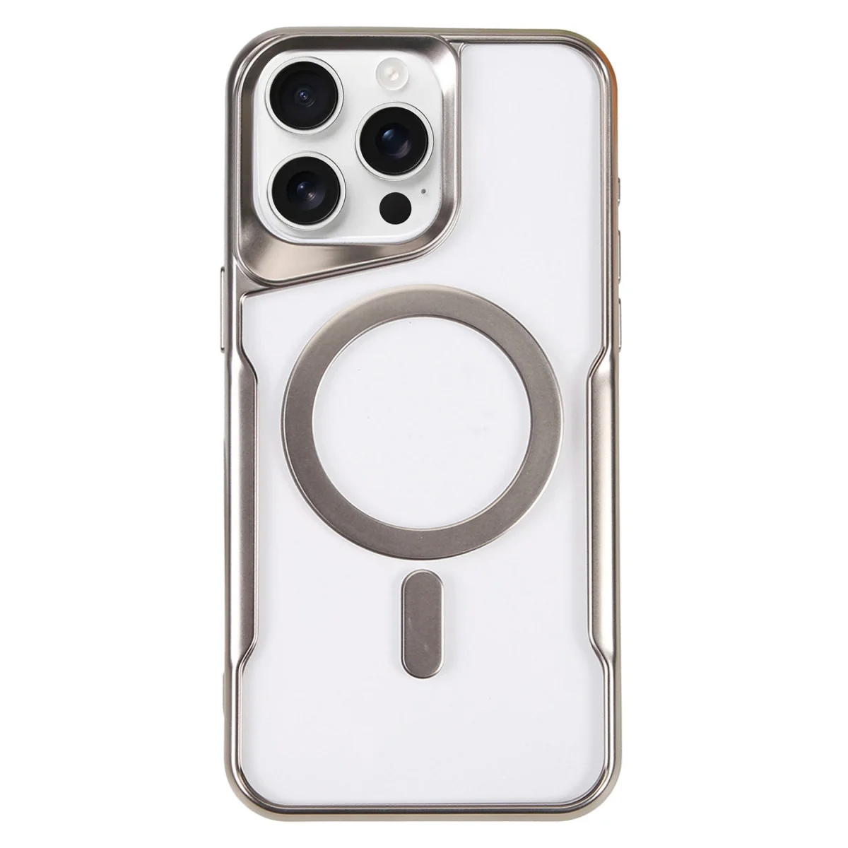 iPhone 16 Pro Kılıf Boyi Magsafe Silikon Kapak - Gümüş