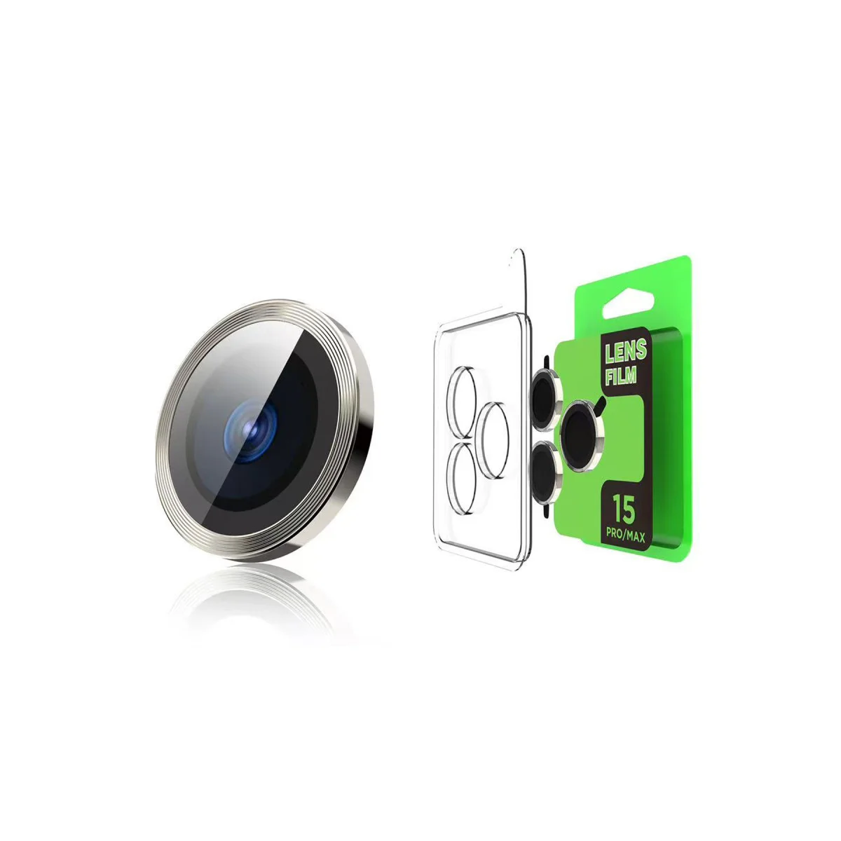 iPhone 15 Pro Raze Metal Kamera Lens - Gümüş