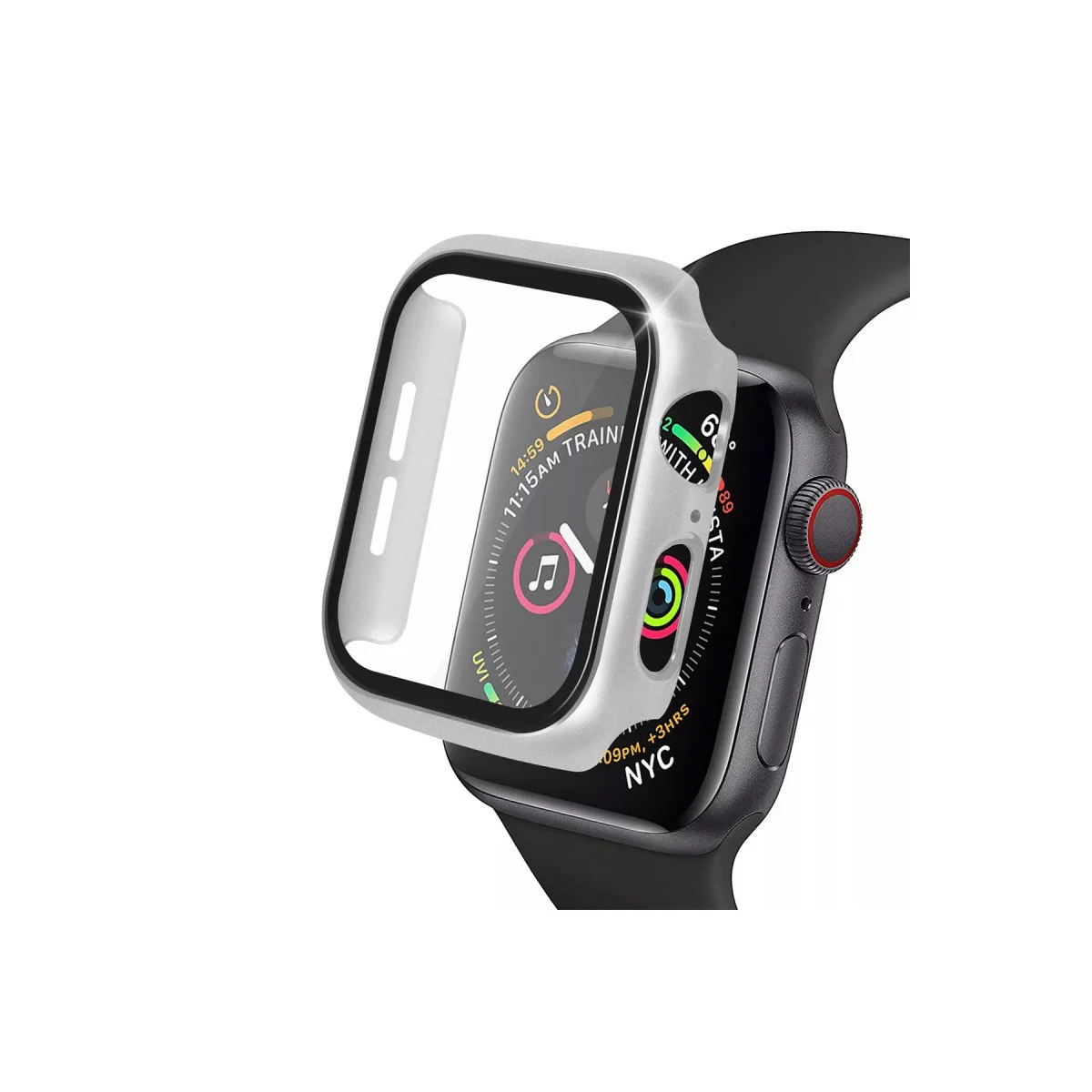 Watch 42mm Camlı Kasa Ekran Koruyucu - Gümüş